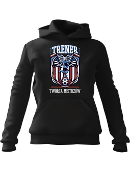 Bluza Męska z kapturem Trener Twórca Mistrzów Czarna - Śmieszne gadżety z Nadrukami ?