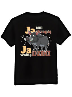 Koszulka Koszulka Męska Wabię Dziki Czarna - Śmieszne T-Shirty z Nadrukami ?