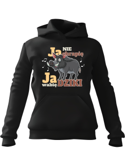 Bluza Męska z kapturem Wabię Dziki Czarna - Śmieszne gadżety z Nadrukami ?