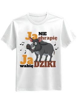 Koszulka Koszulka Męska Wabię Dziki Biała - Śmieszne T-Shirty z Nadrukami ?