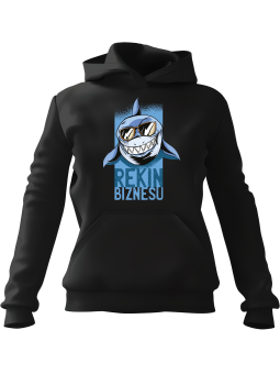 Bluza Damska z kapturem Rekin Biznesu Czarna - Modna Odzież z Nadrukami ?