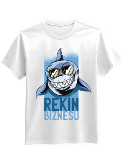Koszulka Koszulka Męska Rekin Biznesu Biała - Śmieszne T-Shirty z Nadrukami ?