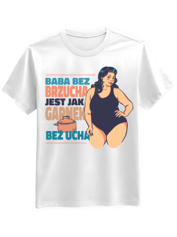 Koszulka Koszulka Męska Baba Bez Brzucha Biała - Śmieszne T-Shirty z Nadrukami ?