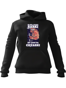 Bluza Męska z kapturem Klata, Plecy, Barki Czarna - Śmieszne gadżety z Nadrukami ?