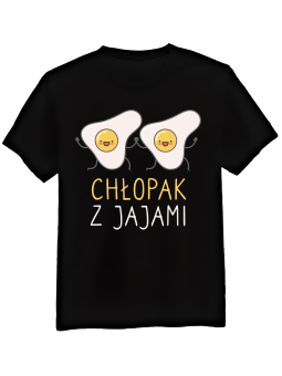 Koszulka Koszulka Męska Chłopak z Jajami Czarna - Śmieszne T-Shirty z Nadrukami ?