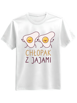 Koszulka Koszulka Męska Chłopak z Jajami Biała - Śmieszne T-Shirty z Nadrukami ?