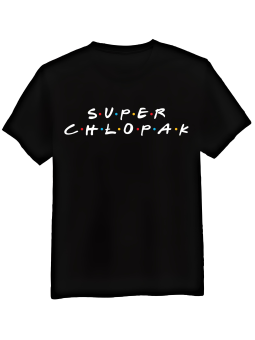 Koszulka Koszulka Męska Super Chłopak Friends Czarna - Śmieszne T-Shirty z Nadrukami ?