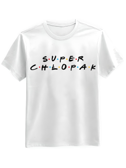 Koszulka Koszulka Męska Super Chłopak Friends Biała - Śmieszne T-Shirty z Nadrukami ?