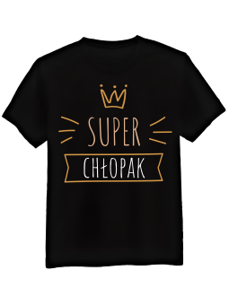 Koszulka Koszulka Męska Korona Super Chłopak Czarna - Śmieszne T-Shirty z Nadrukami ?