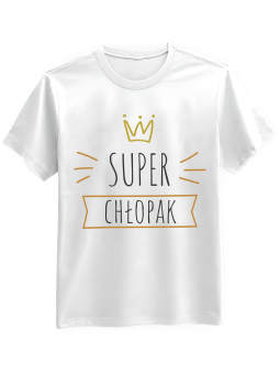 Koszulka Koszulka Męska Korona Super Chłopak Biała - Śmieszne T-Shirty z Nadrukami ?