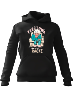 Bluza Damska z kapturem Teściowa Zawsze Ma Rację Czarna - Modna Odzież z Nadrukami ?