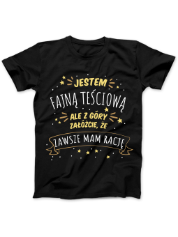 Koszulka Koszulka Damska Jestem Fajną Teściową Czarna - Śmieszne T-Shirty z Nadrukami ?