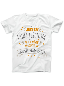 Koszulka Koszulka Damska Jestem Fajną Teściową Biała - Śmieszne T-Shirty z Nadrukami ?