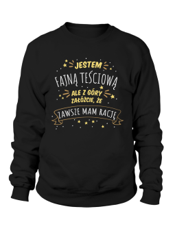 Bluza Damska Jestem Fajną Teściową Czarna - Śmieszne T-Shirty z Nadrukami ?