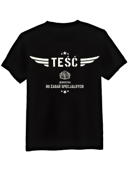 Koszulka Koszulka Męska Teść Jednostka Do Zadań Specjalnych Czarna - Śmieszne T-Shirty z Nadrukami ?