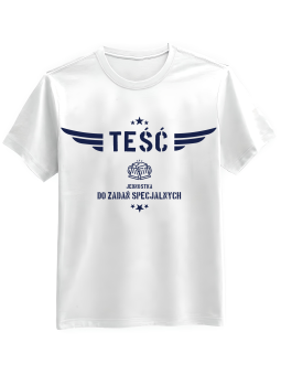 Koszulka Koszulka Męska Teść Jednostka Do Zadań Specjalnych Biała - Śmieszne T-Shirty z Nadrukami ?