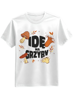 Koszulka Koszulka Męska Idę Na Grzyby Biała - Śmieszne T-Shirty z Nadrukami ?
