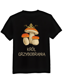 Koszulka Koszulka Męska Król Grzybobrania Czarna - Śmieszne T-Shirty z Nadrukami ?