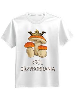 Koszulka Koszulka Męska Król Grzybobrania Biała - Śmieszne T-Shirty z Nadrukami ?