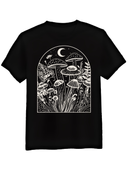 Koszulka Koszulka Męska Grzyby Nocą Czarna - Śmieszne T-Shirty z Nadrukami ?
