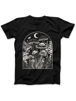 Koszulka Koszulka Damska Grzyby Nocą Czarna - Śmieszne T-Shirty z Nadrukami ?