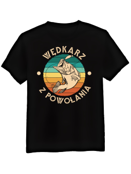 Koszulka Koszulka Męska Wędkarz z Powołania Czarna - Śmieszne T-Shirty z Nadrukami ?