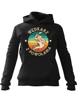 Bluza Męska z kapturem Wędkarz z Powołania Czarna - Śmieszne gadżety z Nadrukami ?