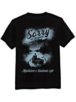 Koszulka Koszulka Męska Myślałem o Łowieniu Ryb Czarna - Śmieszne T-Shirty z Nadrukami ?