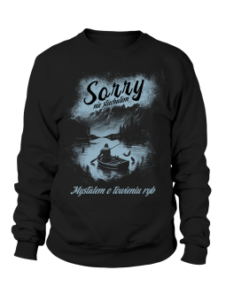 Bluza Męska Myślałem o Łowieniu Ryb Czarna - Śmieszne T-Shirty z Nadrukami ?