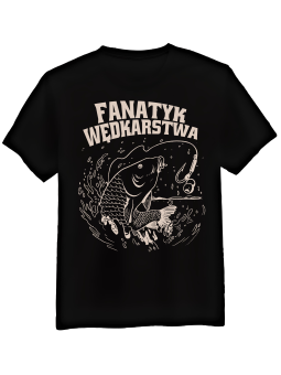 Koszulka Koszulka Męska Fanatyk Wędkarstwa Czarna - Śmieszne T-Shirty z Nadrukami ?