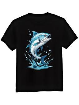 Koszulka Koszulka Męska Niebieska Ryba Czarna - Śmieszne T-Shirty z Nadrukami ?