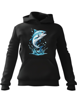 Bluza Męska z kapturem Niebieska Ryba Czarna - Śmieszne gadżety z Nadrukami ?