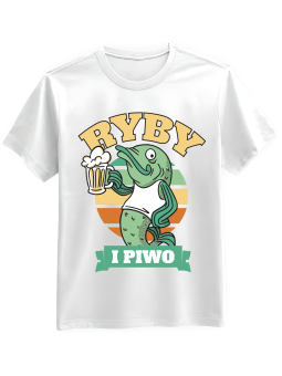 Koszulka Koszulka Męska Ryby i Piwo Biała - Śmieszne T-Shirty z Nadrukami ?