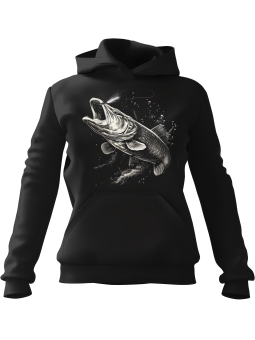 Bluza Męska z kapturem Szczupak Łapiący Haczyk Czarna - Śmieszne gadżety z Nadrukami ?