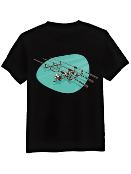 Koszulka Koszulka Męska Trzy Wędki Czarna - Śmieszne T-Shirty z Nadrukami ?