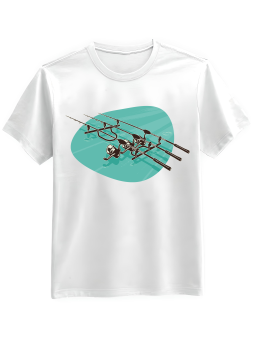 Koszulka Koszulka Męska Trzy Wędki Biała - Śmieszne T-Shirty z Nadrukami ?