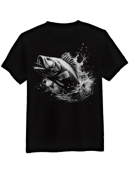 Koszulka Koszulka Męska Realistyczny Okoń Czarna - Śmieszne T-Shirty z Nadrukami ?