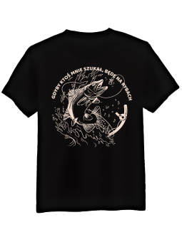 Koszulka Koszulka Męska Będę Na Rybach Czarna - Śmieszne T-Shirty z Nadrukami ?