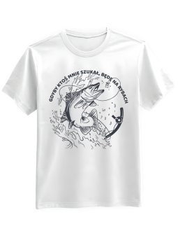 Koszulka Koszulka Męska Będę Na Rybach Biała - Śmieszne T-Shirty z Nadrukami ?
