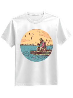 Koszulka Koszulka Męska Wędkarz Biała - Śmieszne T-Shirty z Nadrukami ?