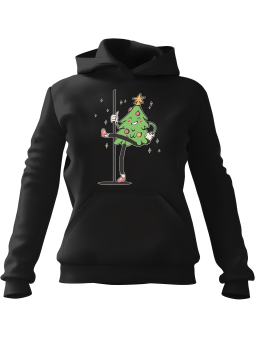 Bluza Damska z kapturem Pole Dance Choinka Czarna - Modna Odzież z Nadrukami ?