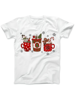 Koszulka Koszulka Damska Świąteczne Kawki Biała - Śmieszne T-Shirty z Nadrukami ?