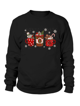 Bluza Damska Świąteczne Kawki Czarna - Śmieszne T-Shirty z Nadrukami ?