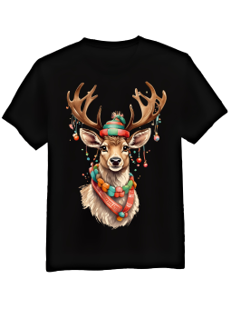 Koszulka Koszulka Męska Renifer w Ozdobach Czarna - Śmieszne T-Shirty z Nadrukami ?