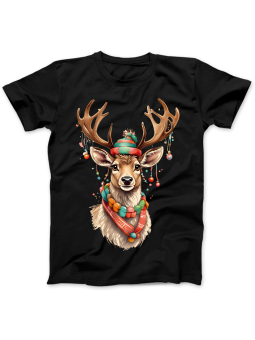 Koszulka Koszulka Damska Renifer w Ozdobach Czarna - Śmieszne T-Shirty z Nadrukami ?