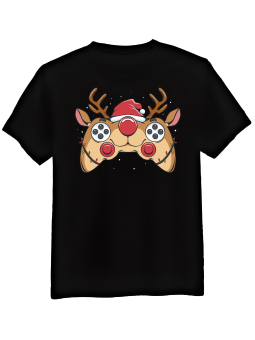 Koszulka Koszulka Męska Renifer Gamepad Czarna - Śmieszne T-Shirty z Nadrukami ?