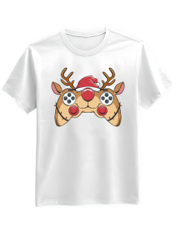 Koszulka Koszulka Męska Renifer Gamepad Biała - Śmieszne T-Shirty z Nadrukami ?