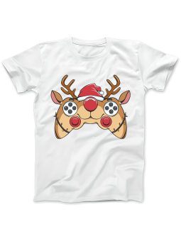 Koszulka Koszulka Damska Renifer Gamepad Biała - Śmieszne T-Shirty z Nadrukami ?