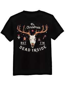 Koszulka Koszulka Męska Christmas Dead Inside Czarna - Śmieszne T-Shirty z Nadrukami ?