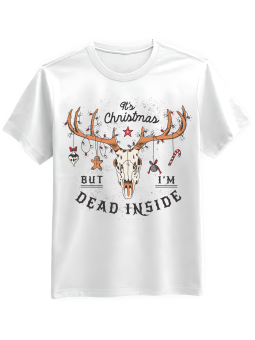 Koszulka Koszulka Męska Christmas Dead Inside Biała - Śmieszne T-Shirty z Nadrukami ?